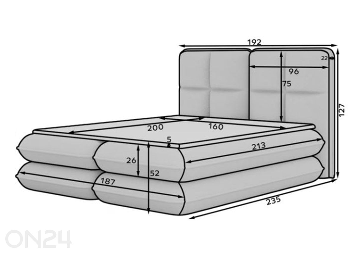Континентальная кровать Tonila 160x200 см увеличить размеры
