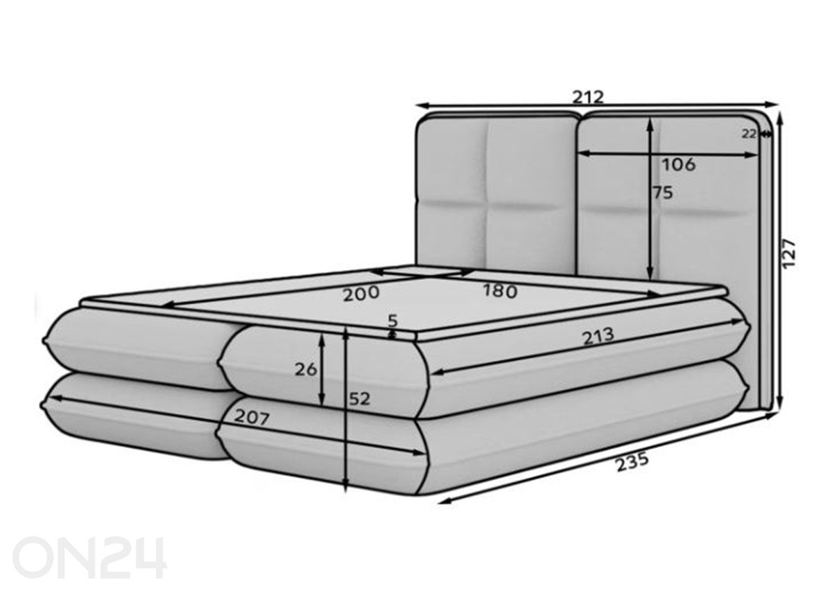 Континентальная кровать Tonila 180x200 см увеличить размеры