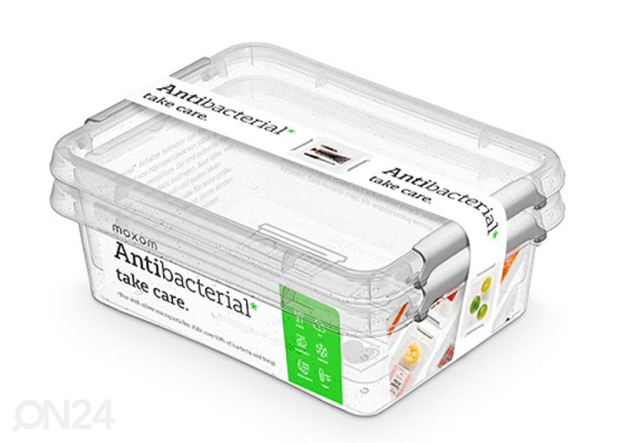 Коробки для хранения Antibacterial 1,15 л, 2 шт, 15x15xh10,5 см увеличить
