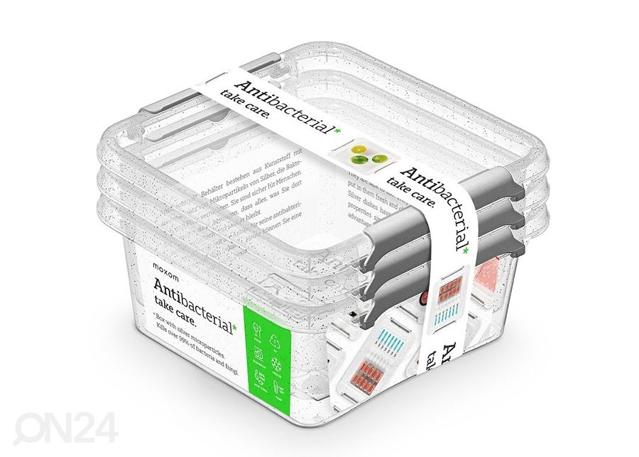 Коробки для хранения Orplast Antibacterial, 650 мл, 2 шт, 15x9,5xh10,5 см увеличить