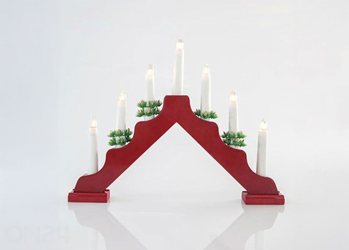 Красный подсвечник с LED лампочками увеличить