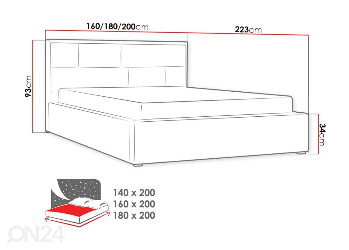 Кровать с подъемным механизмом 140x200 cm увеличить размеры