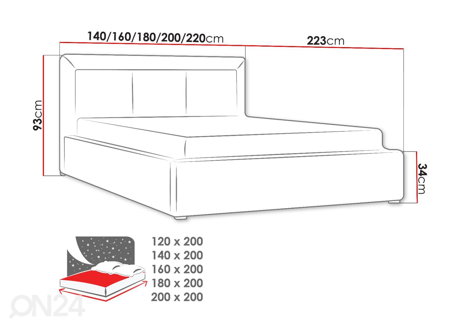 Кровать с подъемным механизмом 200x200 cm увеличить размеры