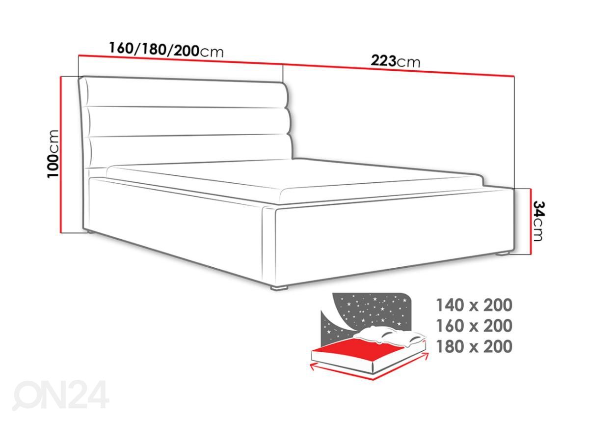 Кровать с подъемным механизмом Cordoba 160x200 cm увеличить размеры