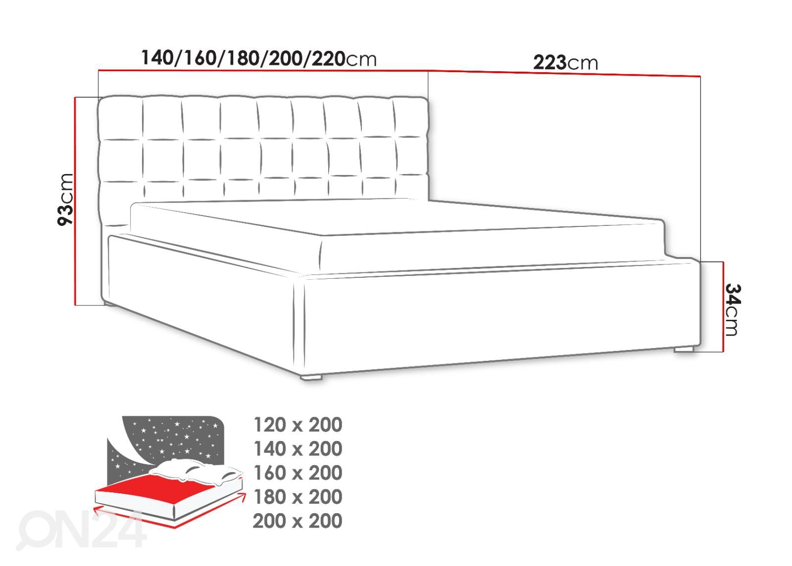 Кровать с подъемным механизмом Malaga 120x200 см увеличить размеры