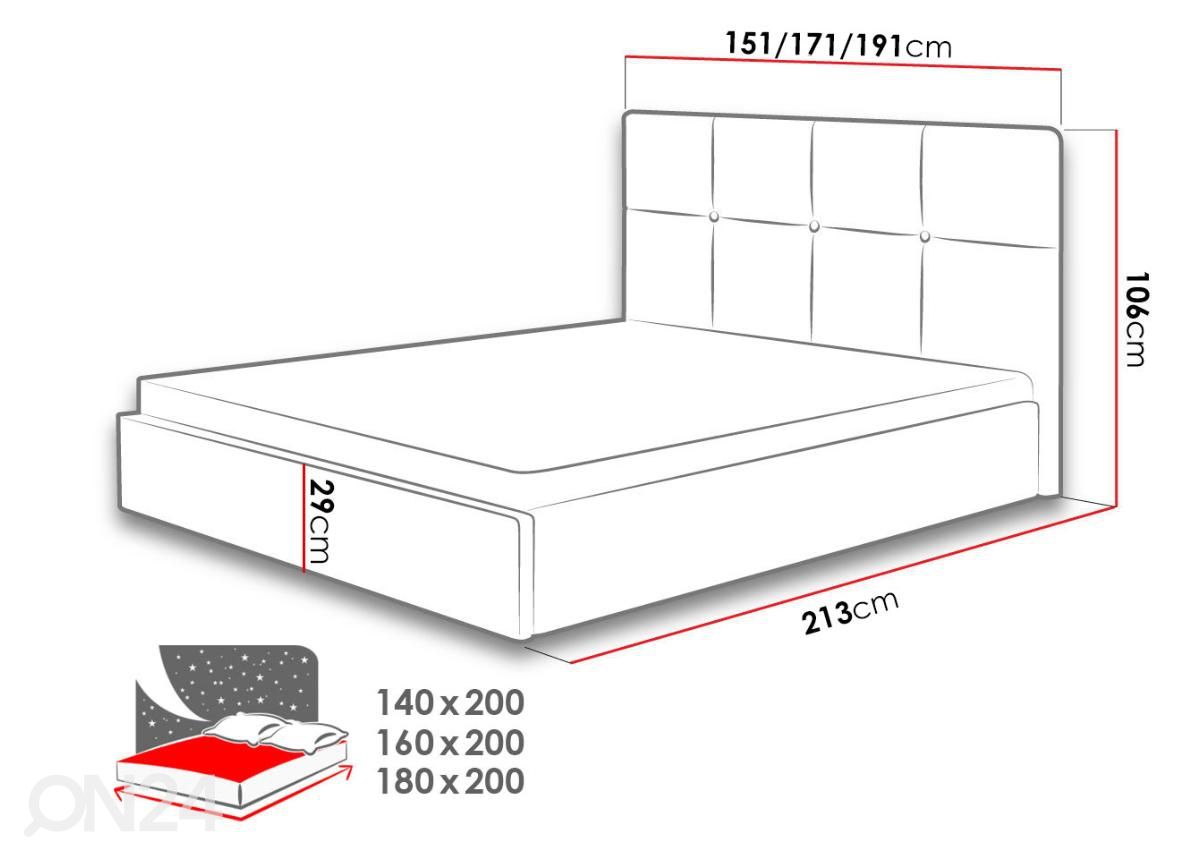 Кровать с ящиком для белья 140x200 cm увеличить размеры