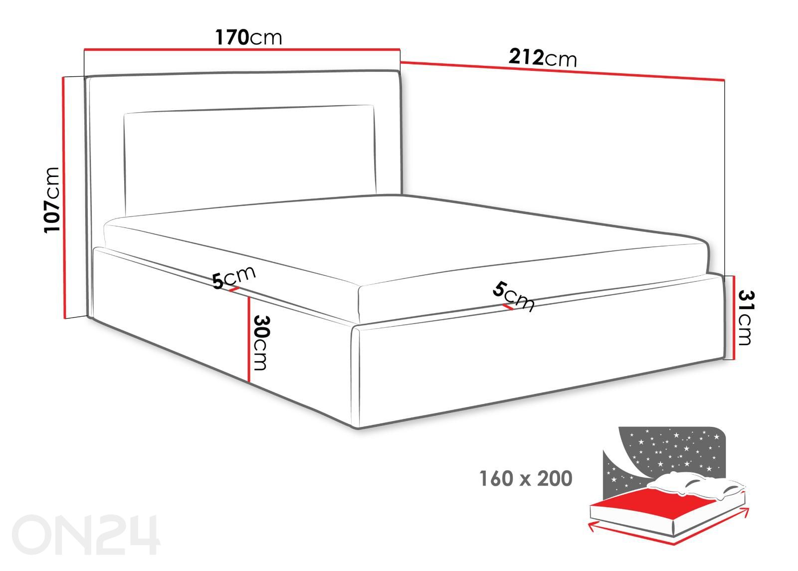 Кровать с ящиком Thre 160x200 см увеличить размеры