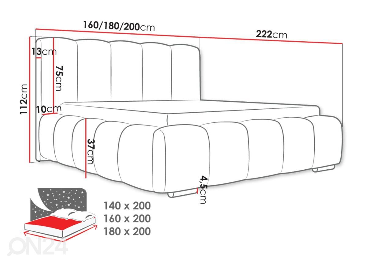 Кровать с ящиком Wizko 180x200 cm увеличить размеры