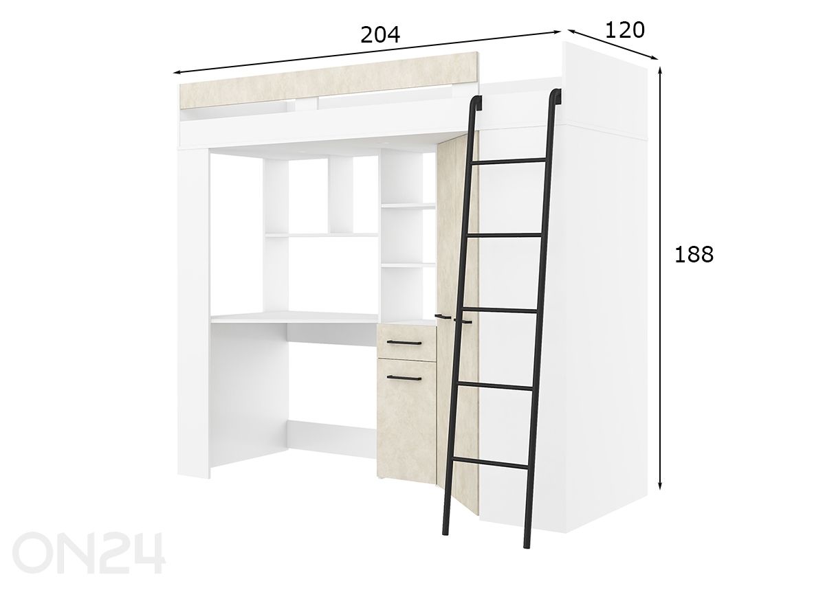 Кровать-чердак Floor 80x200 см увеличить размеры