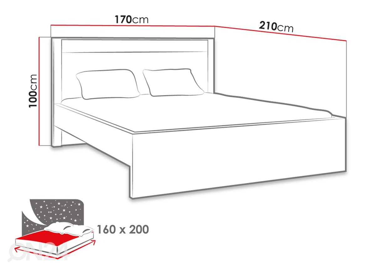 Кровать 160x200 cm увеличить размеры