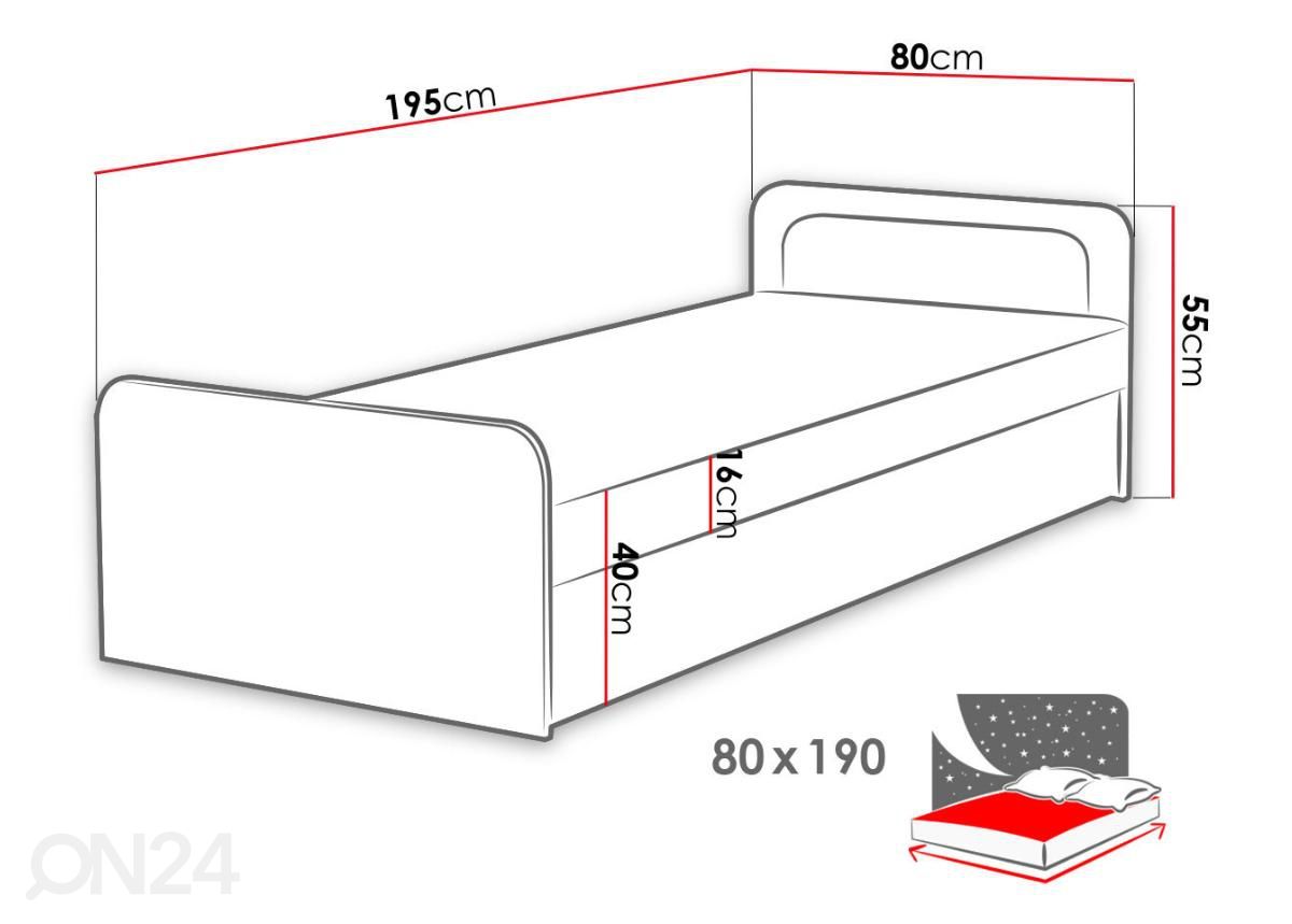Кровать 80x190 cm увеличить размеры