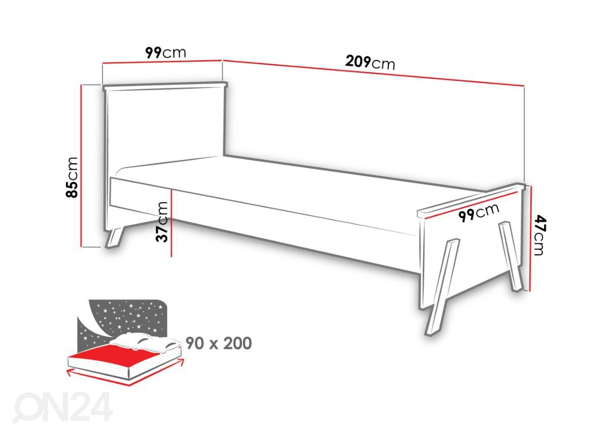 Кровать 90x200 cm увеличить размеры