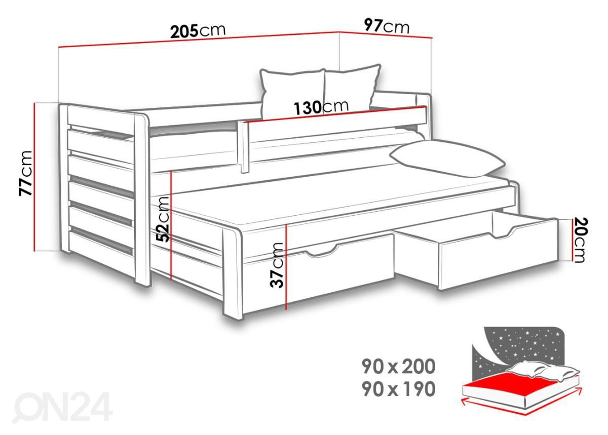 Кровать 90x200 cm увеличить размеры