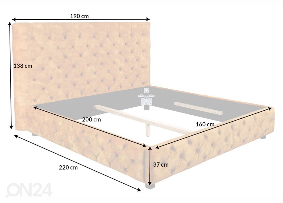 Кровать Chesterfield 160x200 см увеличить размеры