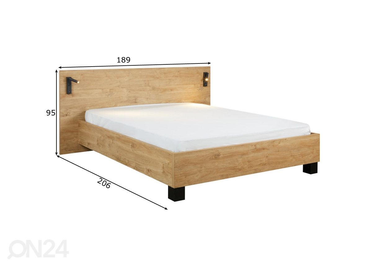Кровать Clara 140x200 cm + освещение увеличить размеры