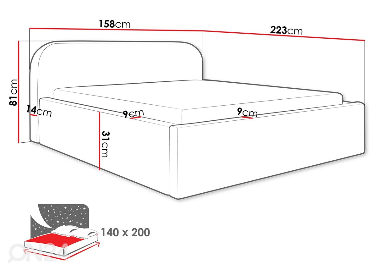 Кровать Deisi 140x200 см увеличить размеры