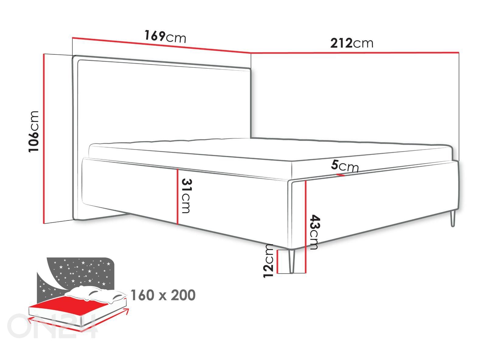 Кровать Garonne 160x200 см увеличить размеры