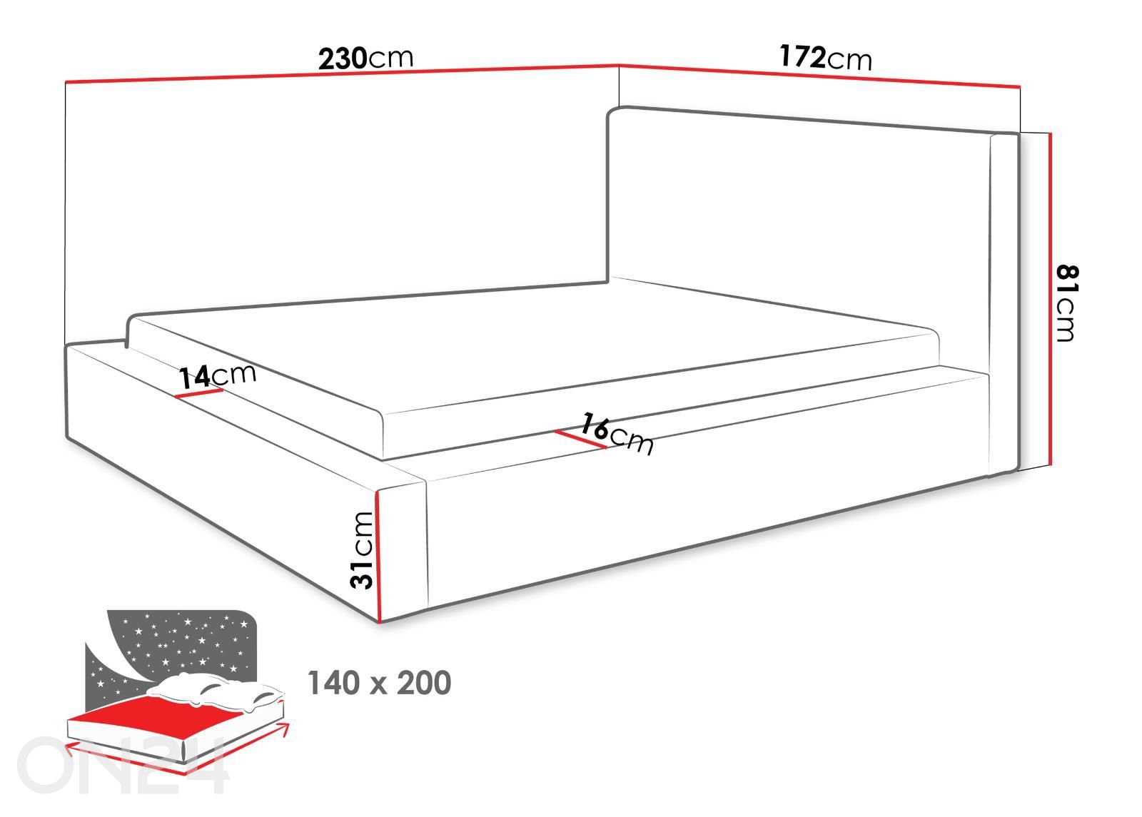 Кровать Glexi 140x200 см увеличить размеры