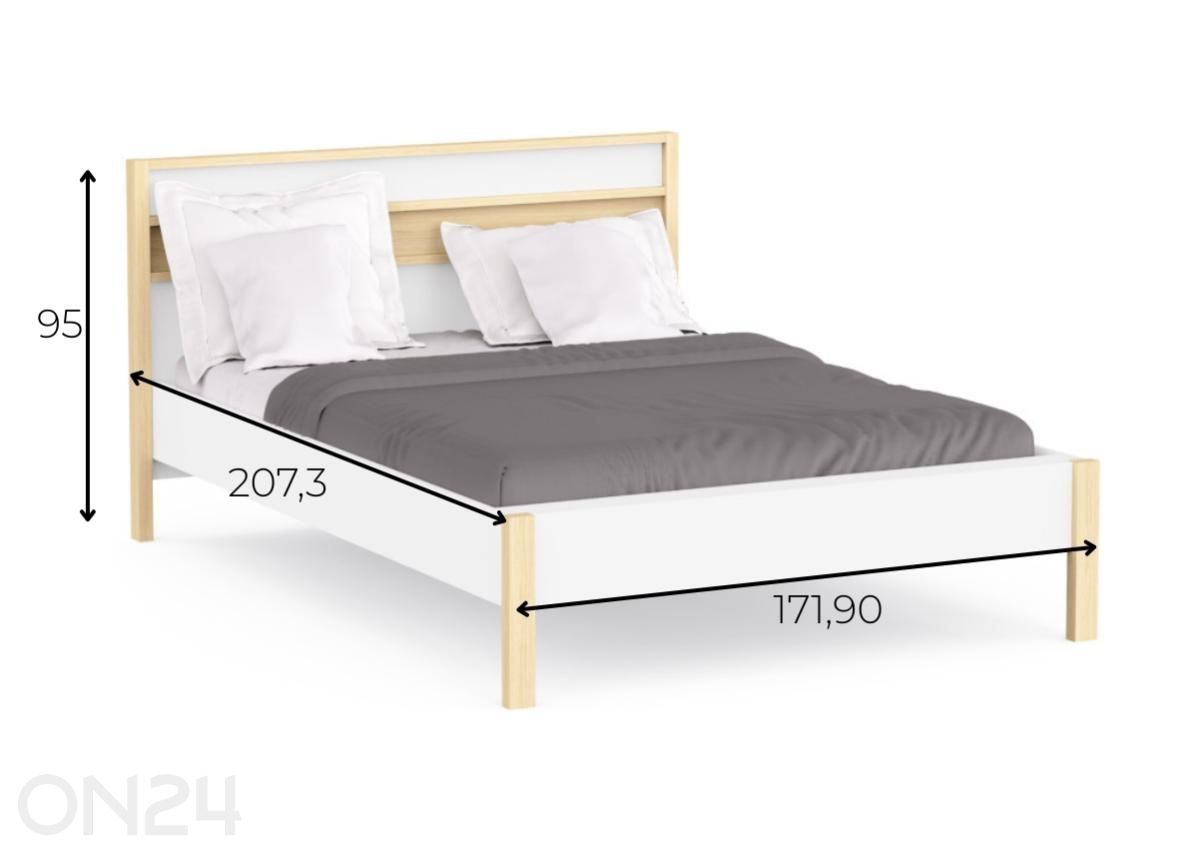 Кровать Heva 160×200, дуб виченца/белый увеличить размеры
