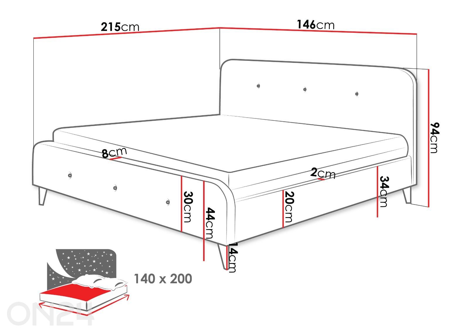 Кровать Loham 140x200 см увеличить размеры