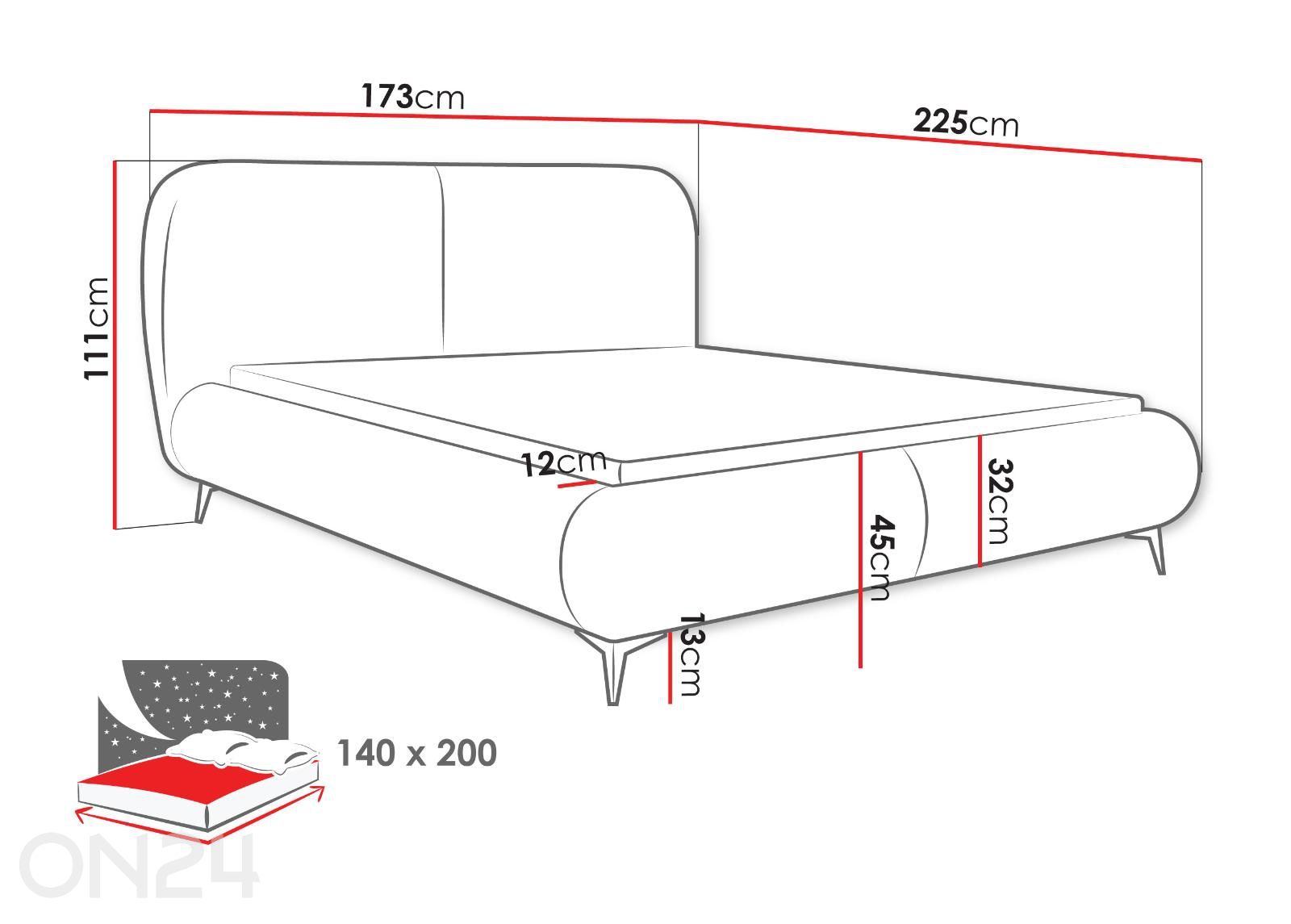 Кровать Meuse 140x200 см увеличить размеры