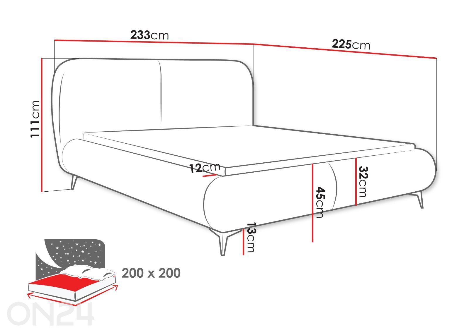 Кровать Meuse 200x200 см увеличить размеры