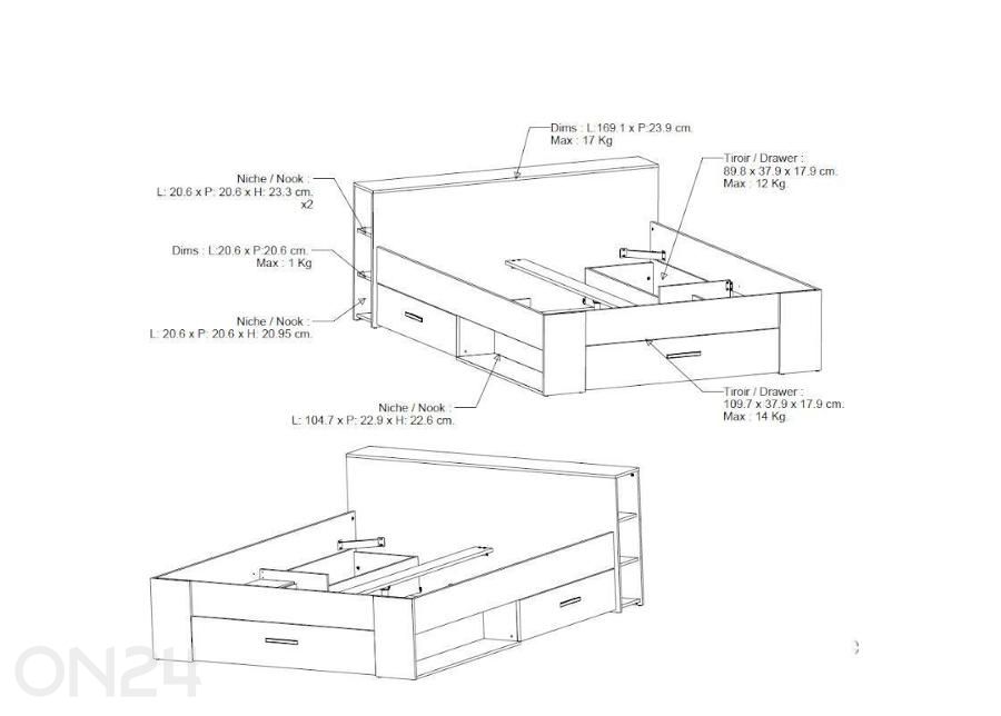 Кровать Pocket 160x200 см увеличить размеры