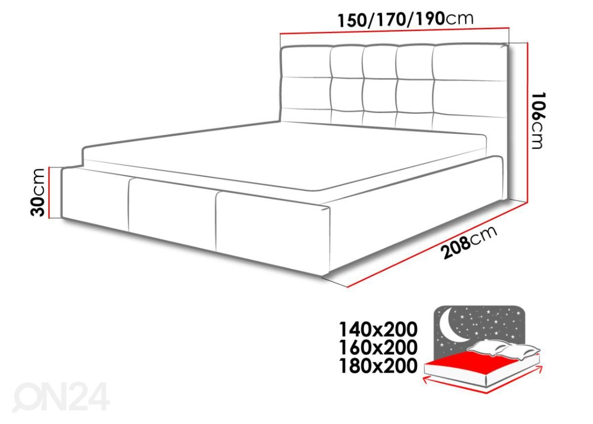 Кровать Taylor 140x200 см увеличить размеры
