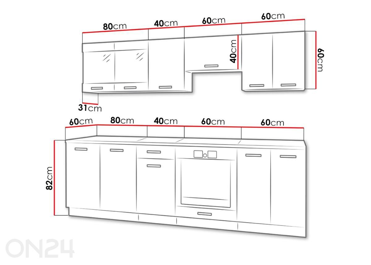 Кухня Omega I 240 см + LED увеличить размеры