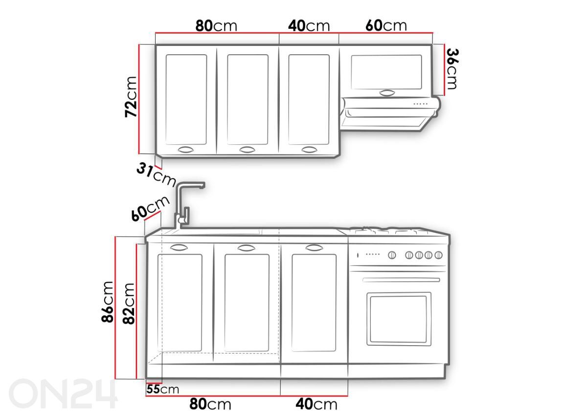 Кухонная мебель Adeele 180/120 см + LED увеличить размеры