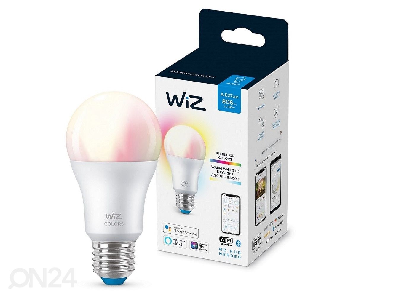 Лампочка Wiz Wi-Fi 60 Вт A60 E27 RGB 2200-6500K увеличить