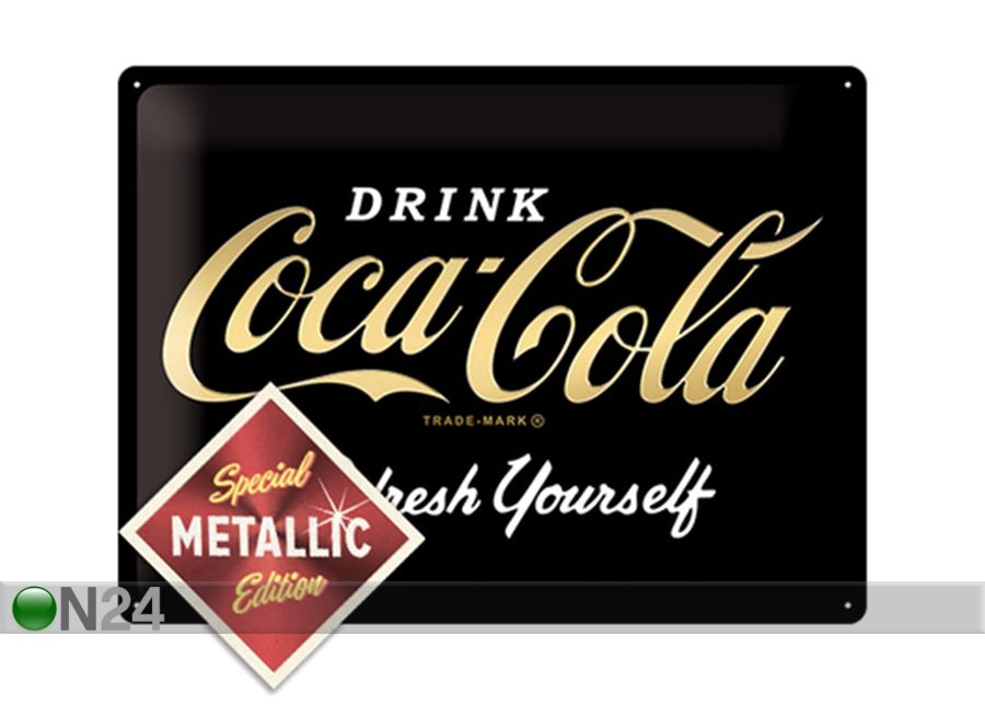 Металлический постер в ретро-стиле Coca-Cola Refresh Yourself Metallic 30x40 см увеличить