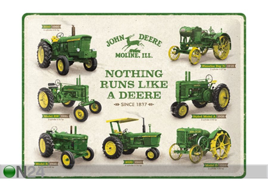 Металлический постер в ретро-стиле John Deere - Nothing runs like a deere 30x40 см увеличить