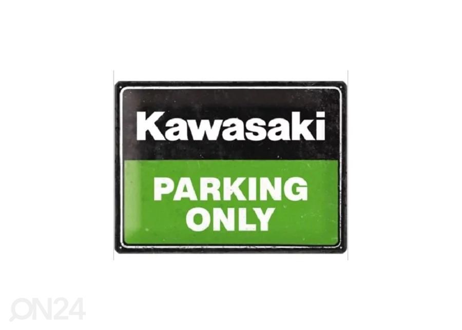 Металлический постер в ретро-стиле Kawasaki - Parking Only Green 30x40 см увеличить
