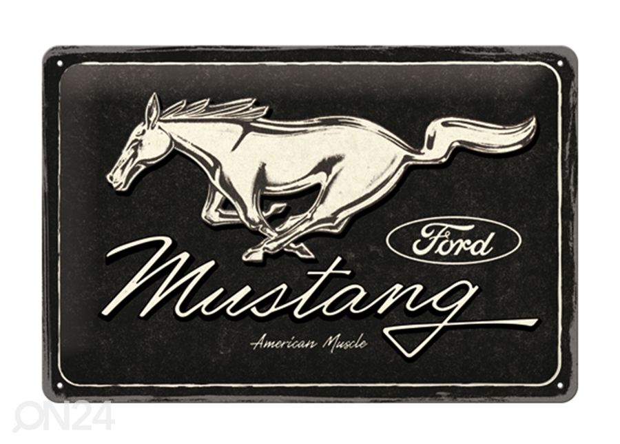 Металлический постер в ретро-стиле Mustang - Horse Логотип Black 20x30 cm увеличить