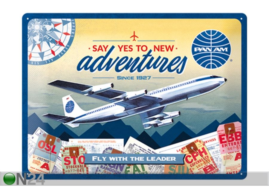 Металлический постер в ретро-стиле Pan Am - New Adventures 30x40 см увеличить