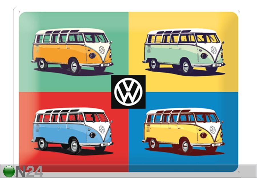 Металлический постер в ретро-стиле VW Bulli Pop Art 4 autot 30x40 cm увеличить