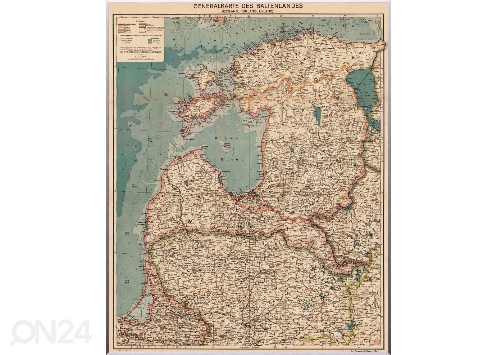 Настенная карта Regio Generalkarte des Baltenlandes увеличить