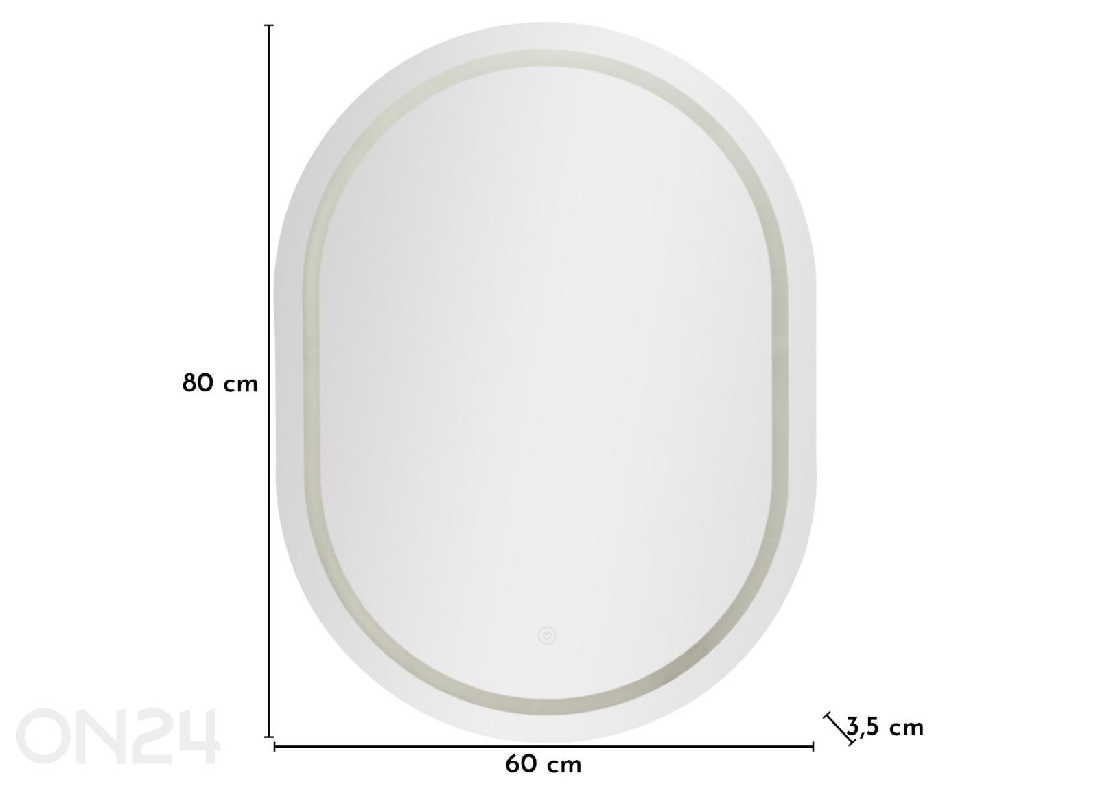 Настенное зеркало LED 60x8 см, серебристое увеличить размеры