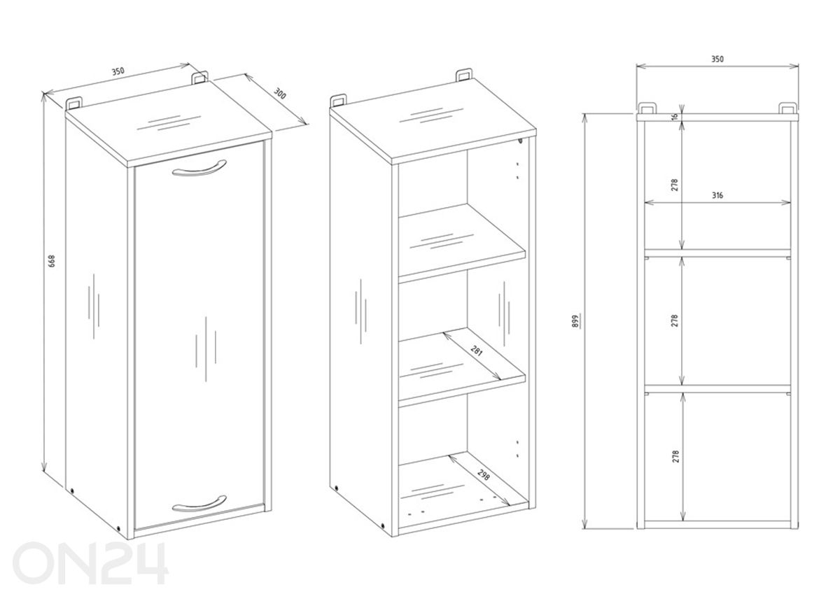 Настенный шкаф для ванной Nina увеличить размеры