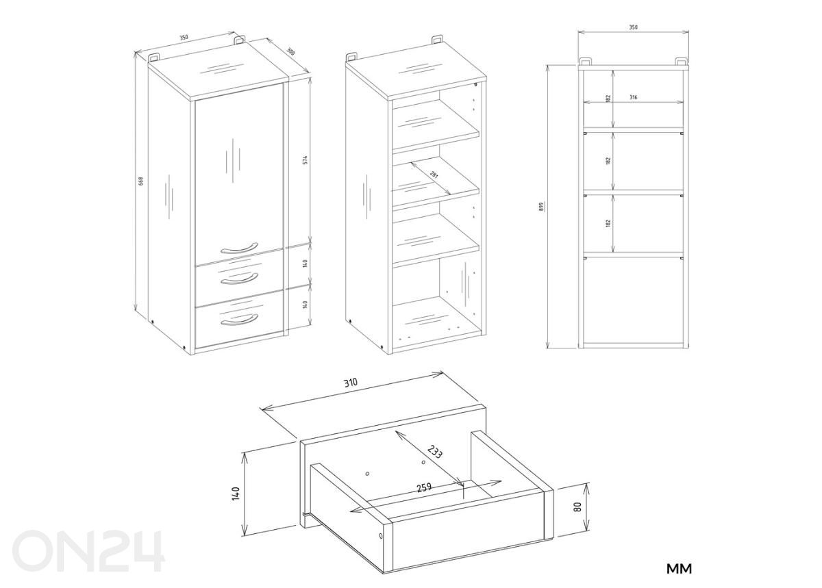 Настенный шкаф для ванной Nina увеличить размеры