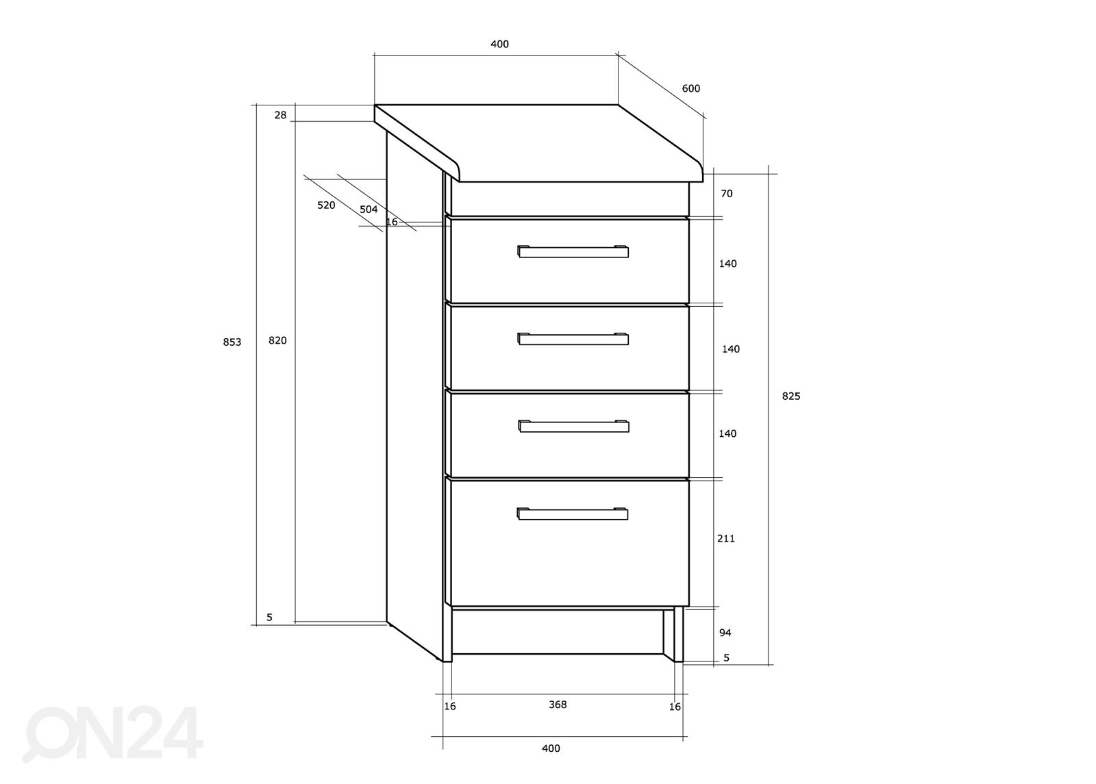 Нижний кухонный шкаф 40 cm увеличить размеры