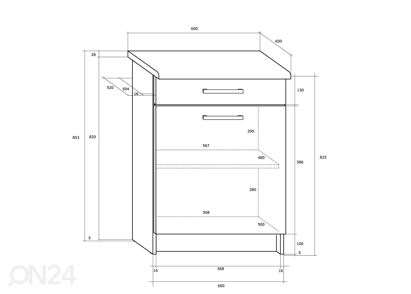 Нижний кухонный шкаф 60 cm увеличить размеры