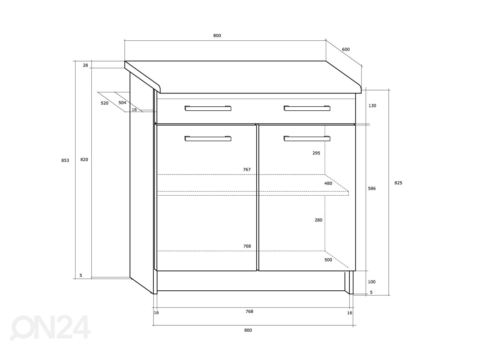 Нижний кухонный шкаф Mizen 80 cm увеличить размеры