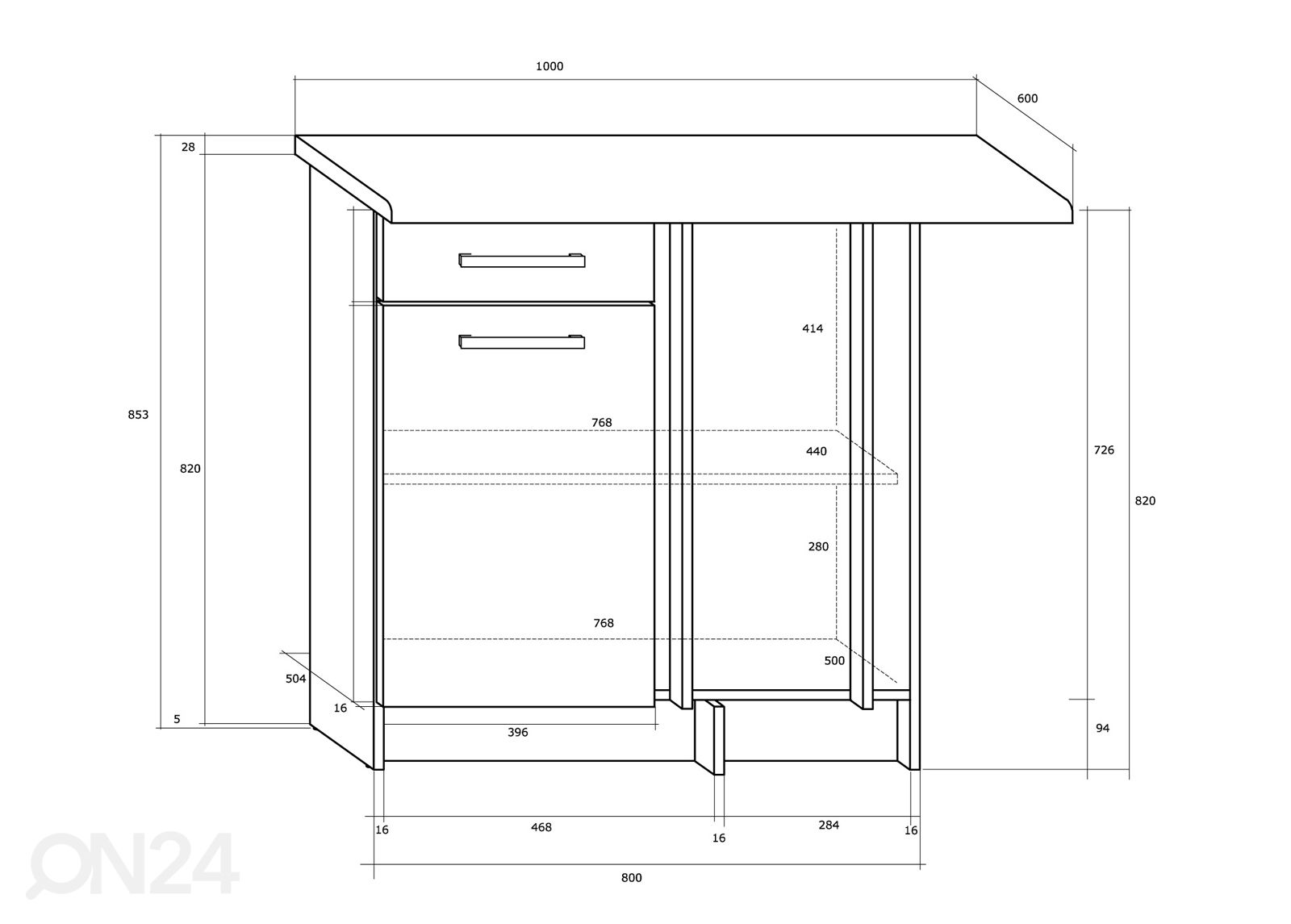 Нижний угловой кухонный шкаф Mizen 80 cm увеличить размеры