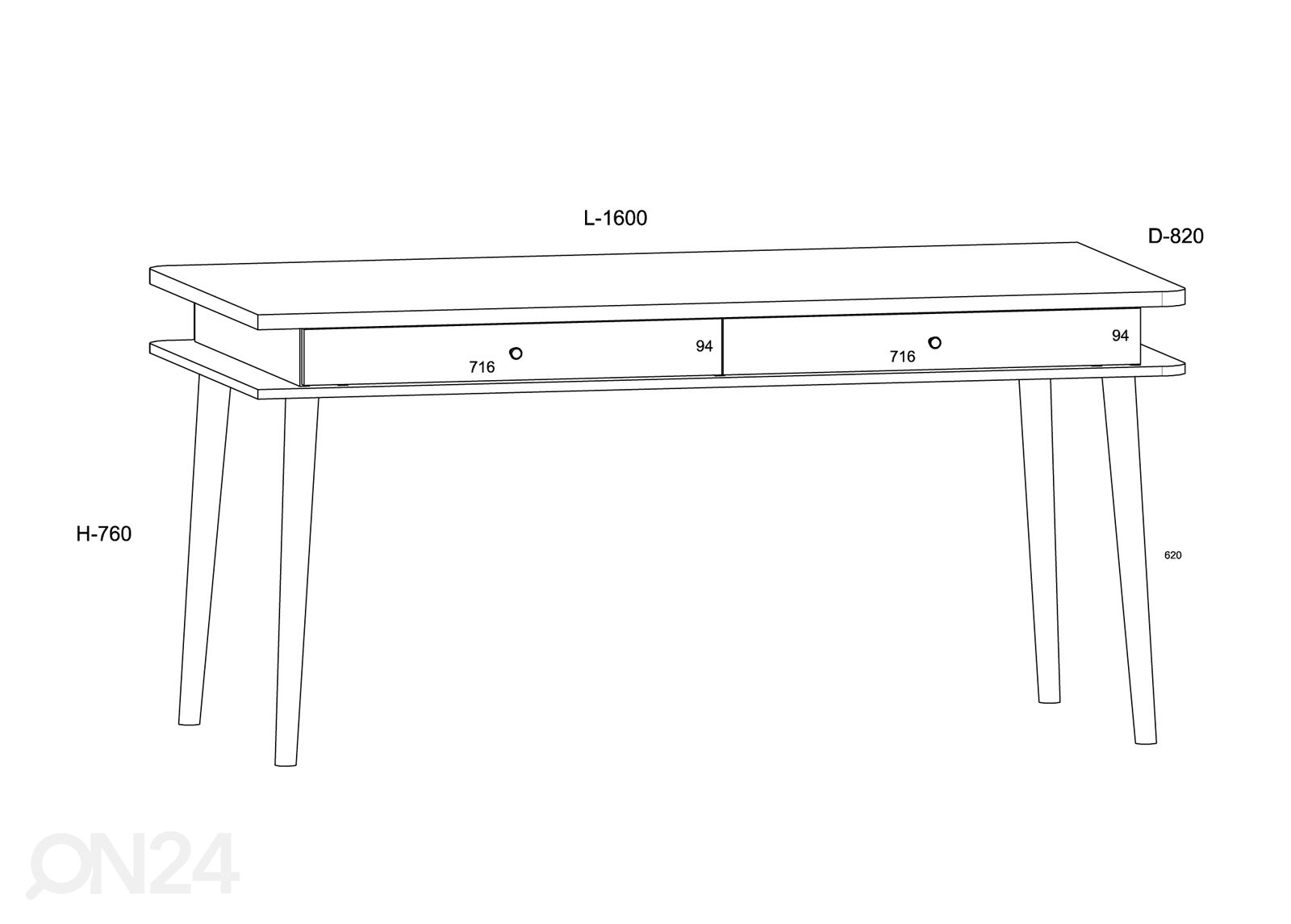 Обеденный стол 160x82 cm увеличить размеры