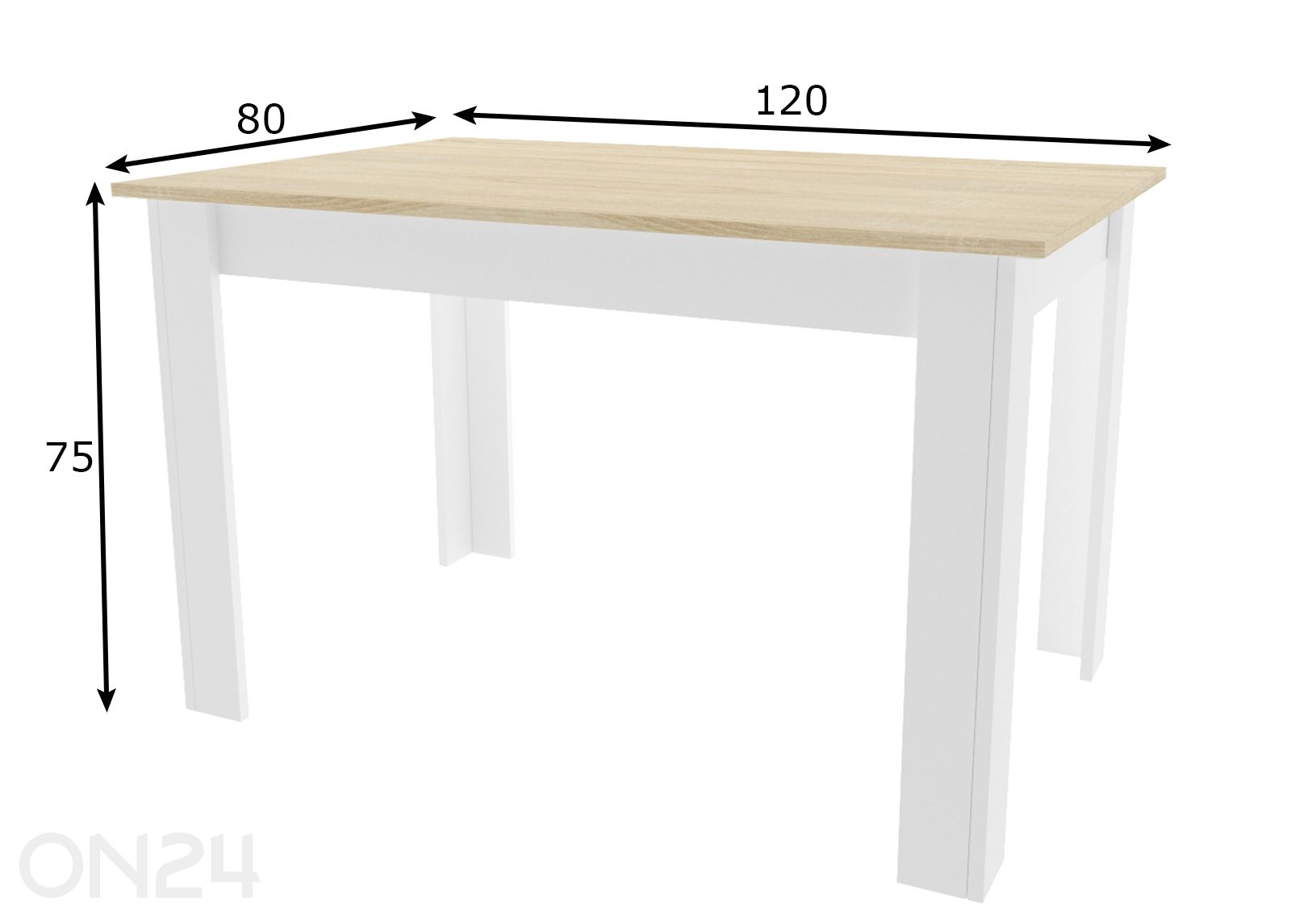 Обеденный стол 80x120 см увеличить размеры