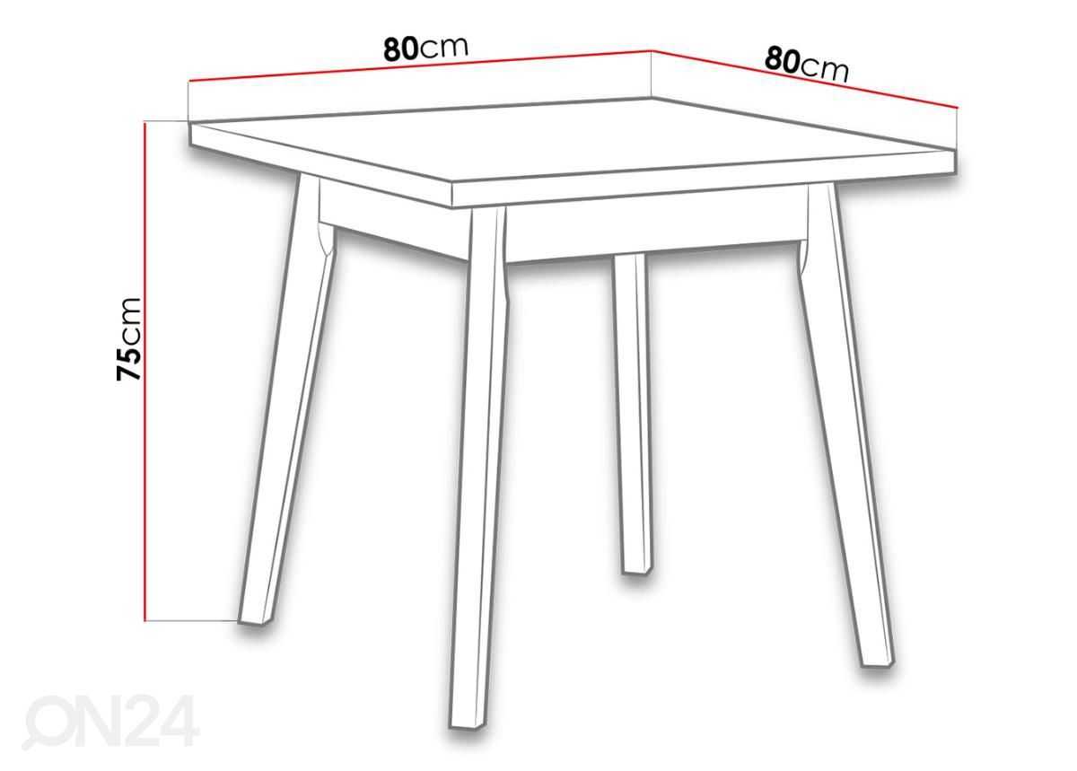 Обеденный стол 80x80 cm увеличить размеры