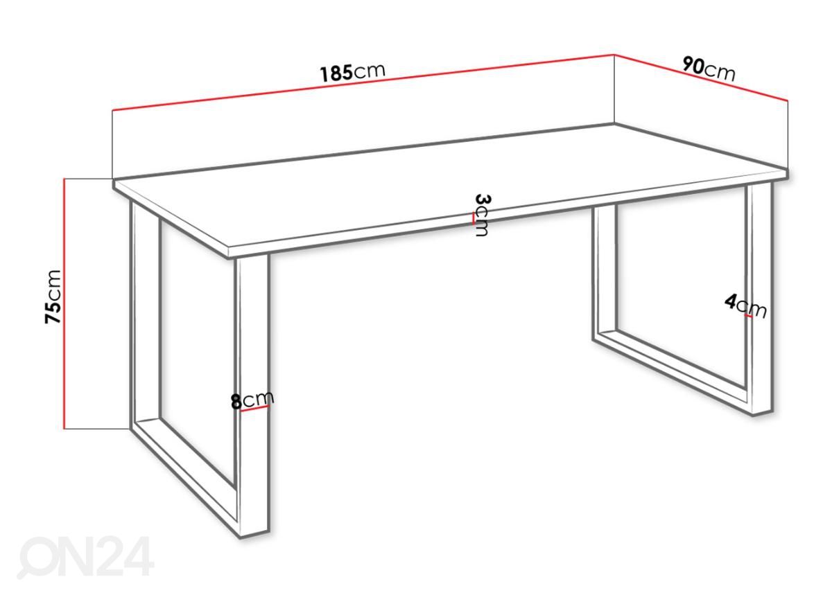 Обеденный стол 90x185 cm увеличить размеры