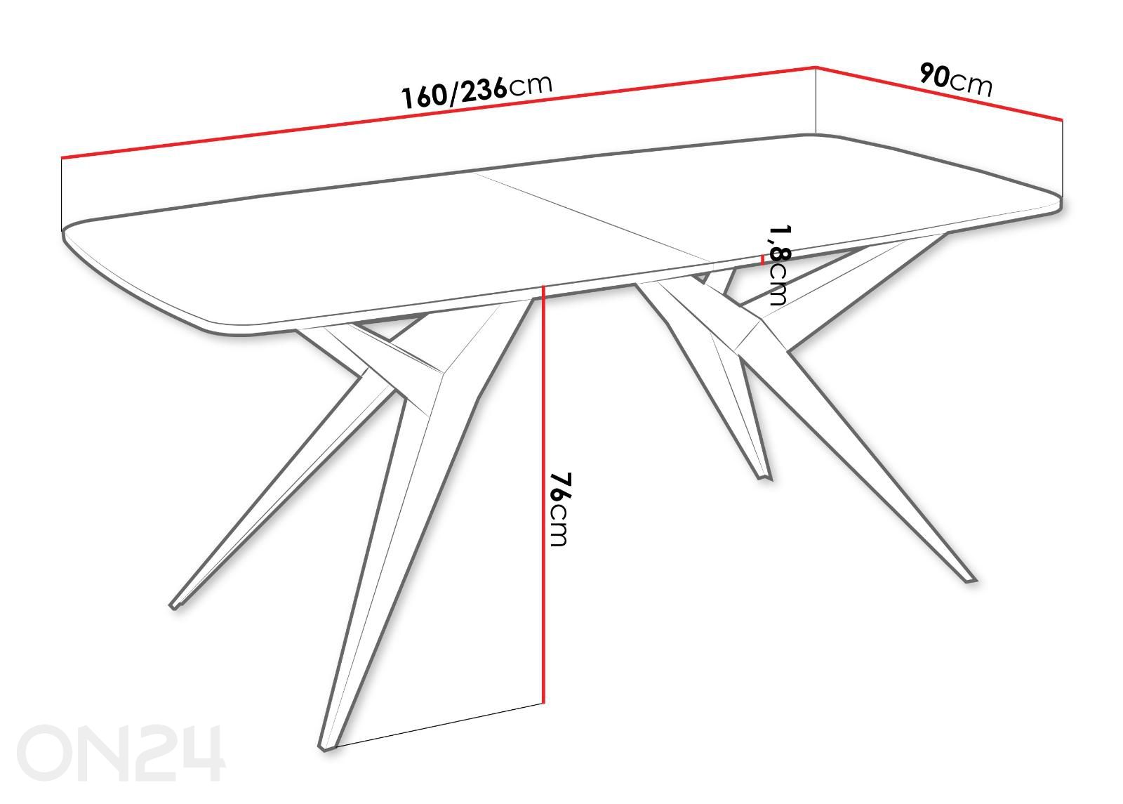 Обеденный стол Axis 90-160/236 см увеличить размеры